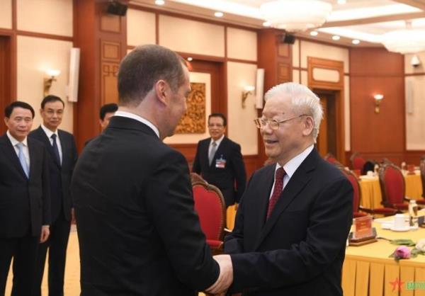 Tổng Bí thư Nguyễn Phú Trọng hội đàm với Chủ tịch Đảng Nước Nga Thống nhất, Phó Chủ tịch Hội đồng An ninh Liên bang Nga