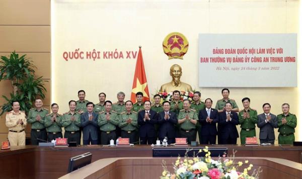 Chủ tịch Quốc hội Vương Đình Huệ chủ trì làm việc với Ban Thường vụ Đảng ủy Công an Trung ương