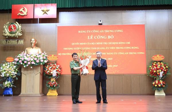 Bộ Chính trị chỉ định Bộ trưởng Lương Tam Quang giữ chức Bí thư Đảng uỷ Công an Trung ương