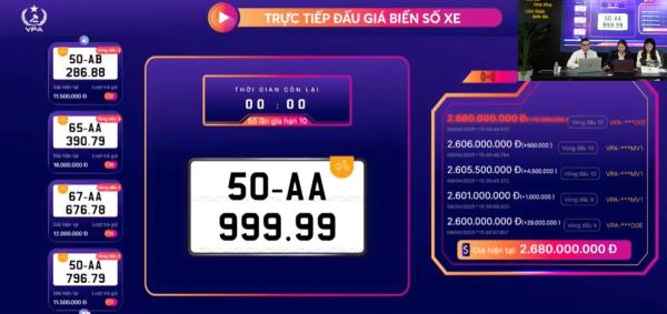Biển số xe máy ngũ quý 9 của TP.HCM được trả giá hơn 2,6 tỷ đồng