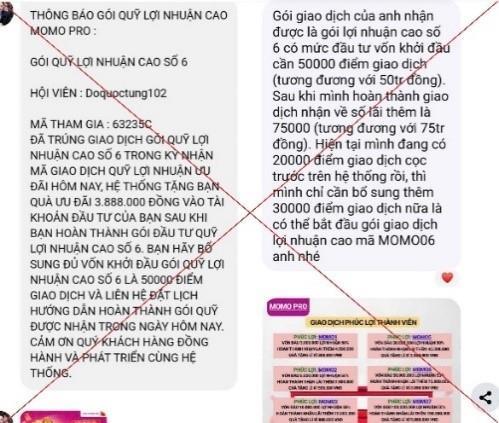 Đầu tư qua MoMo Pro giả mạo, người đàn ông mất hơn 300 triệu đồng
