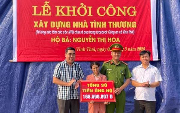 Khởi công xây nhà mới cho người phụ nữ nghèo từ tiền lì xì của các nhà hảo tâm
