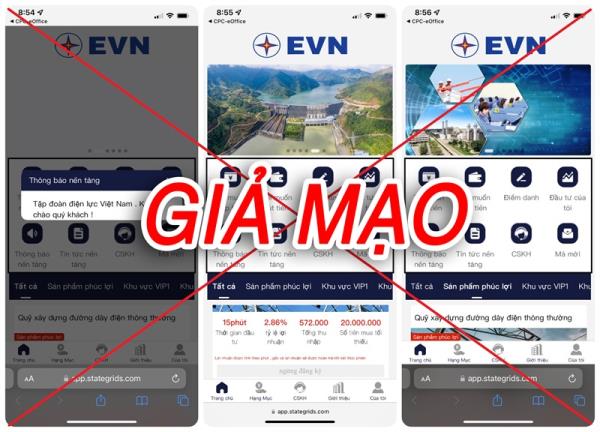 Cẩn trọng với bẫy lừa đảo bằng web và app mạo danh Tập đoàn Điện lực